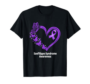 Sanfilippo Syndrome Awareness Heart Butterfly T-Shirt