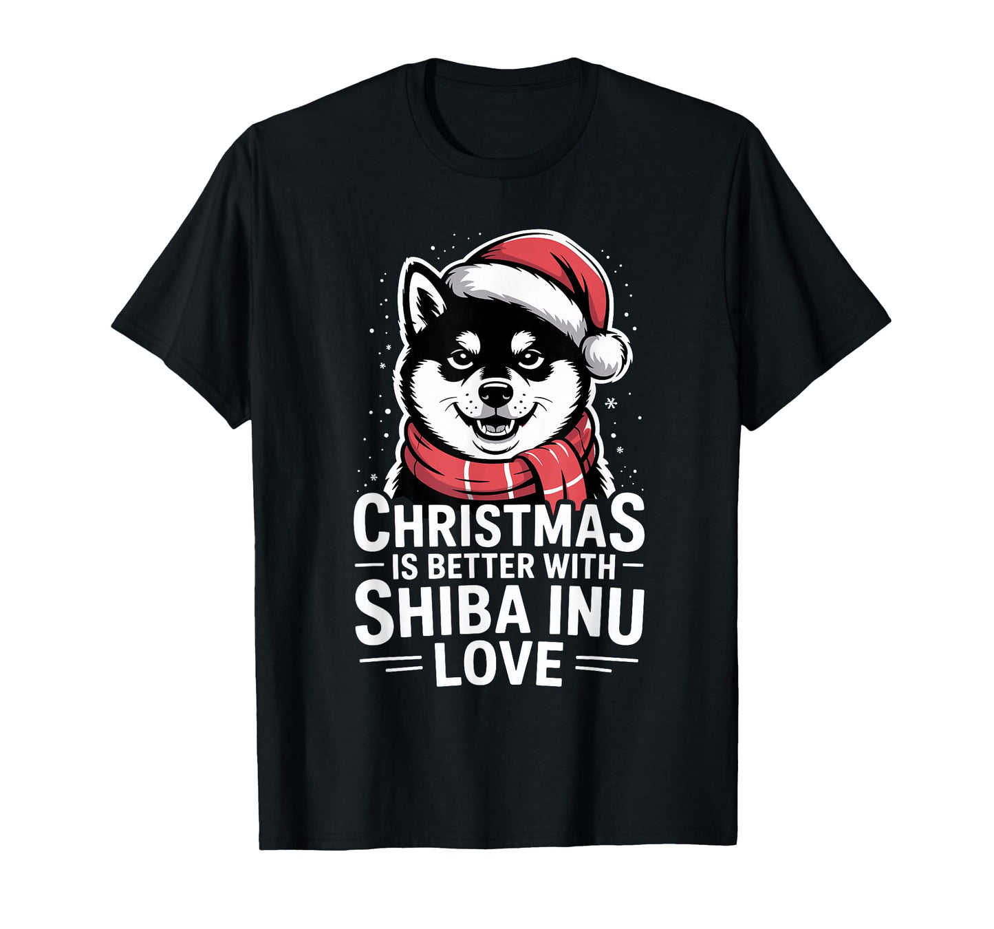 Cute Xmas Puppy Dog Christmas is Better with Shiba Inu Love T-Shirt