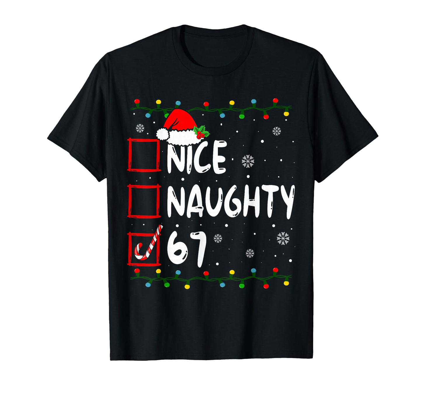 Nice Naughty 6 7 Meme 67 Christmas Six Seven Xmas Boys Kids T-Shirt
