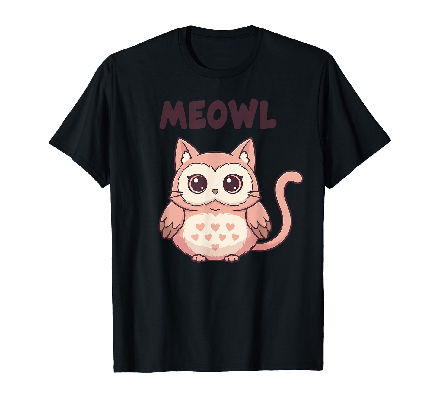 Funny Cat Meme Shirt Women Kids, Cute Owl Cat Meowl T-Shirt