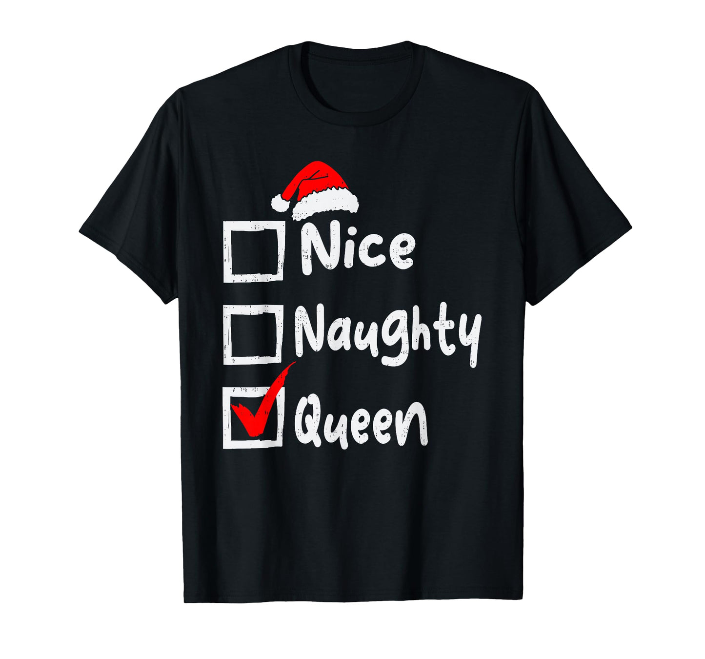 Nice Naughty Queen Funny Christmas List Family Matching Xmas T-Shirt