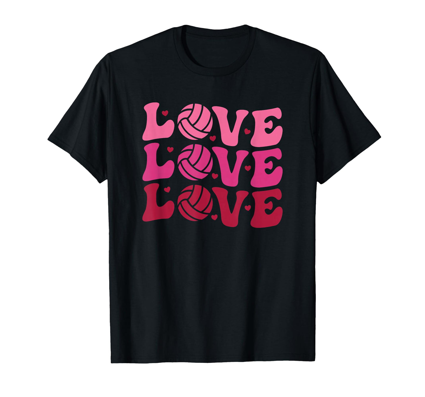 Volleyball Valentine's Day Sports Trendy Retro Cute Hearts T-Shirt