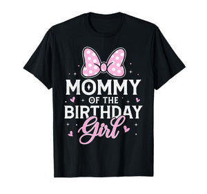 Mommy of The Birthday Girl Cute Pink Bow Family Matching T-Shirt