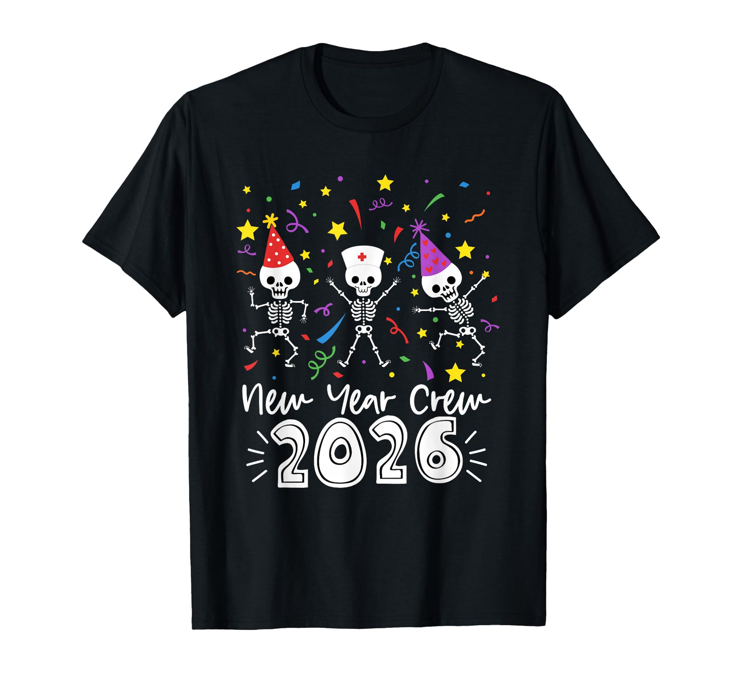 Nurse Dancing Skeleton New Year Crew 2026 Funny ER ICU T-Shirt