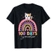 Rainbow 100 Days Smarter Cat Happy 100th Day of School Kids T-Shirt