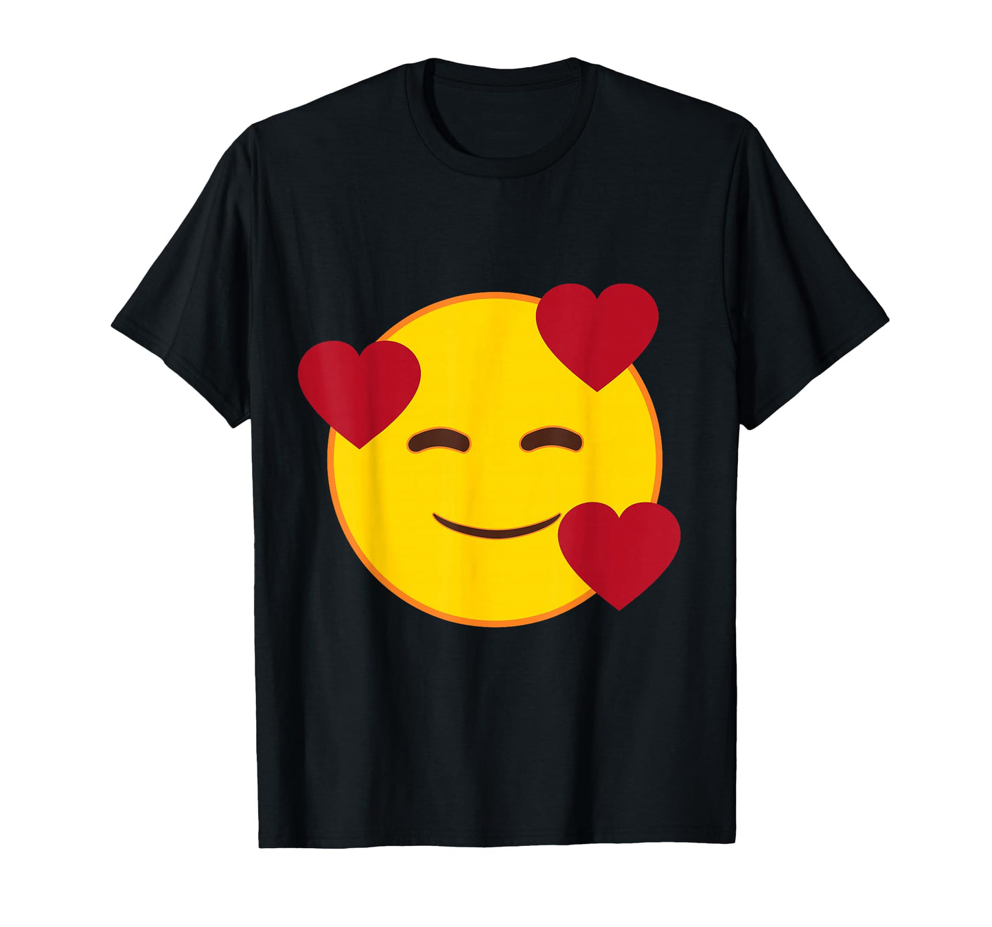 Official Emoji Floating Hearts Yellow Smile Face T-Shirt