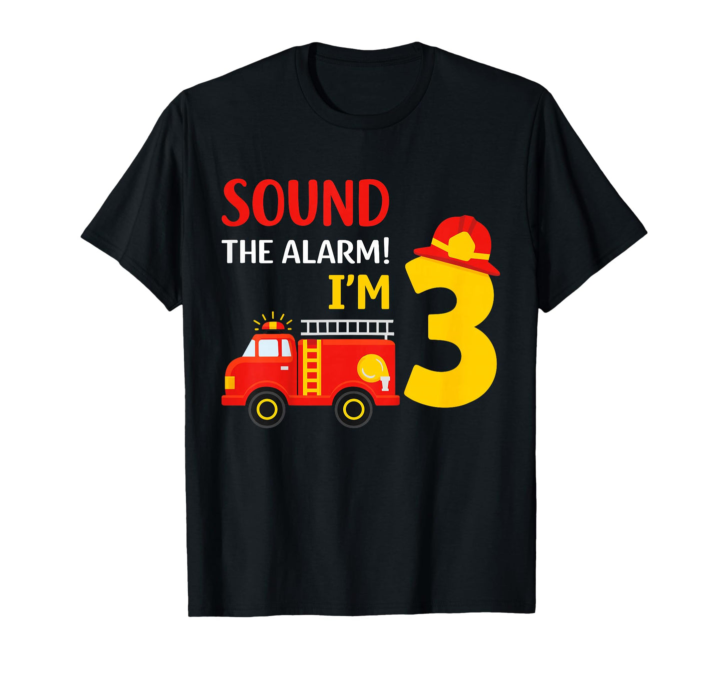 Kids Fire Truck 3rd Birthday Boy 3 Year Old Firefighter T-Shirt