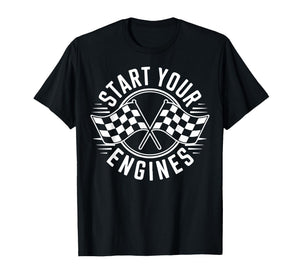 Checkered Flag Race Car Racing Family Birthday Matching T-Shirt