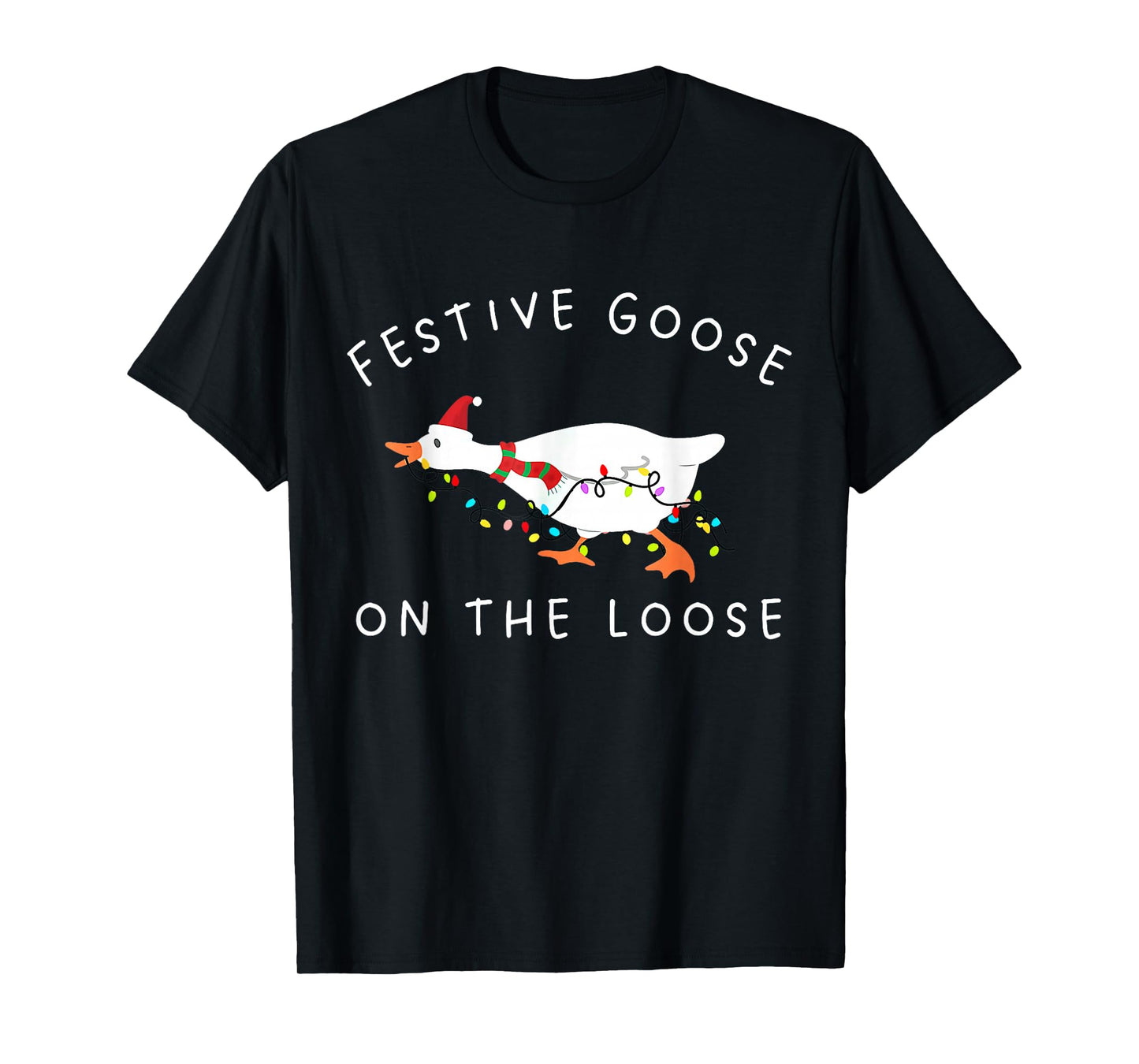 Vintage Funny Festive Goose on The Loose Christmas Retro T-Shirt