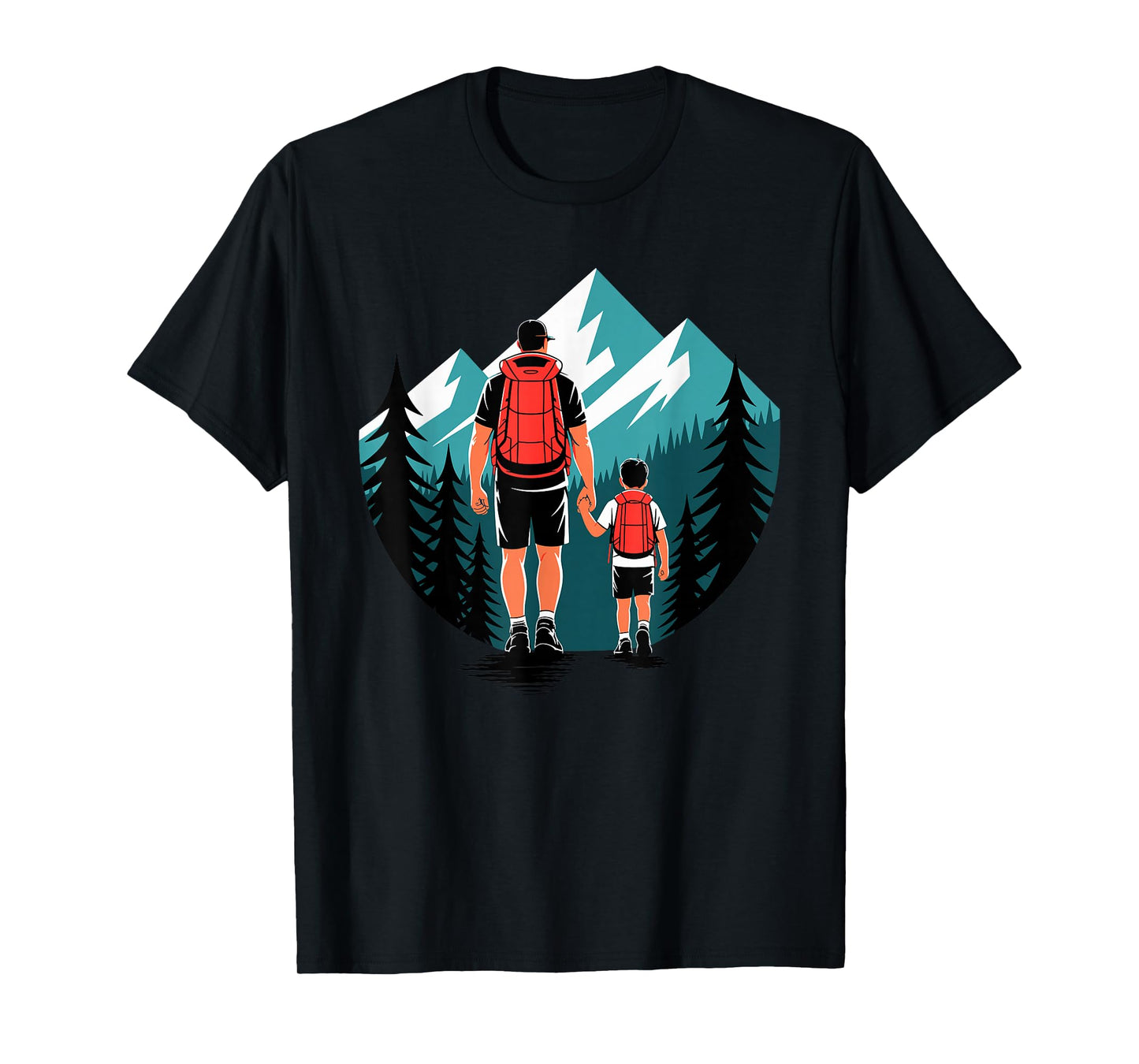 Father and Son Trail Mountain Hiking Hiker Matching Dad T-Shirt