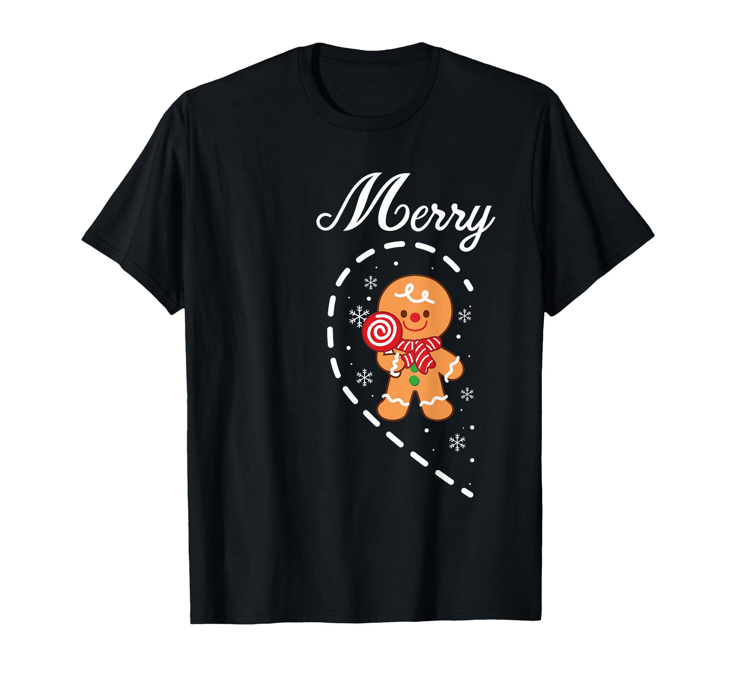 Cute Gingerbread Heart Merry Christmas Matching Couples T-Shirt