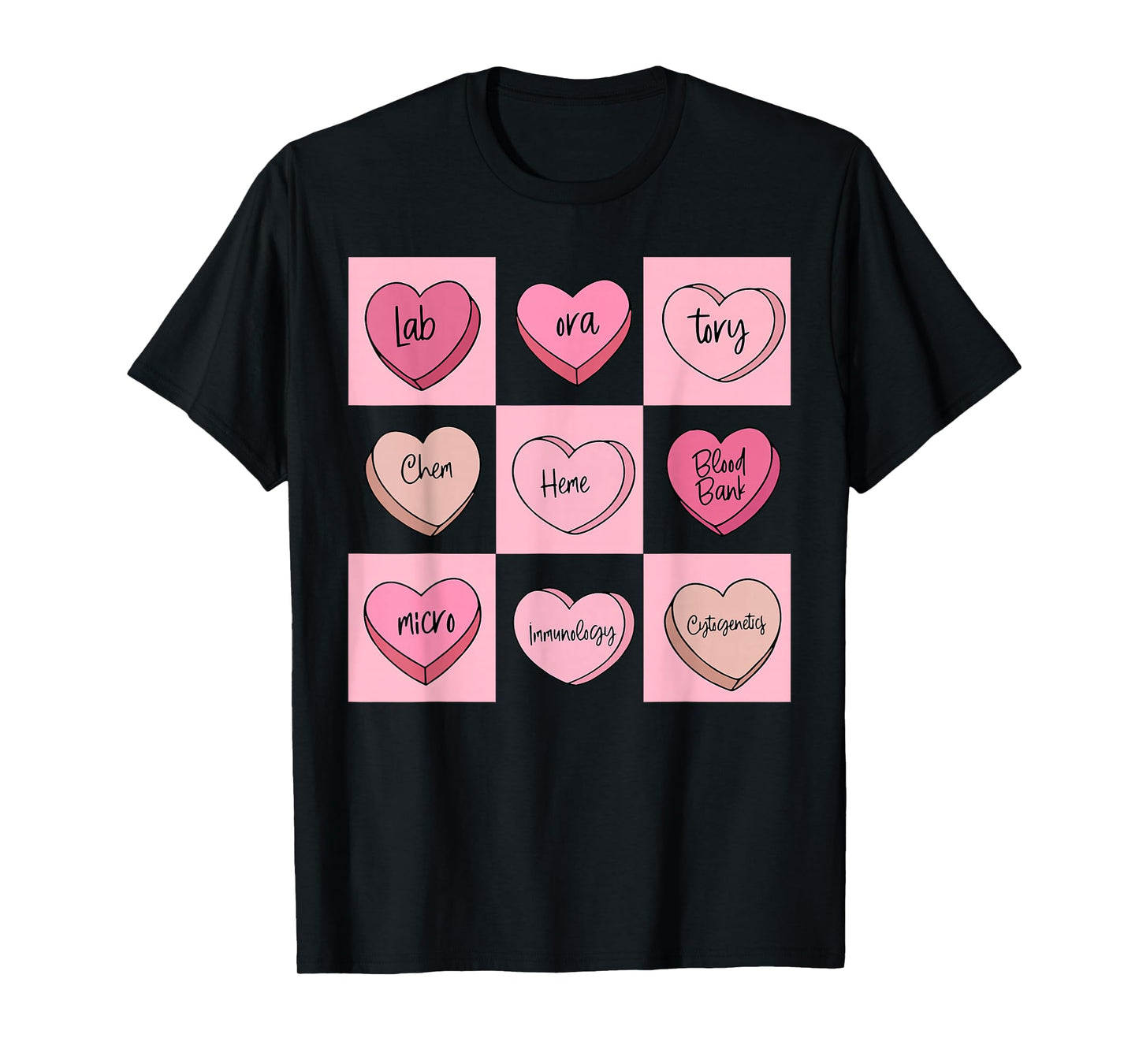 Laboratory Tech Valentines Heart Candy Science Teacher STEM T-Shirt