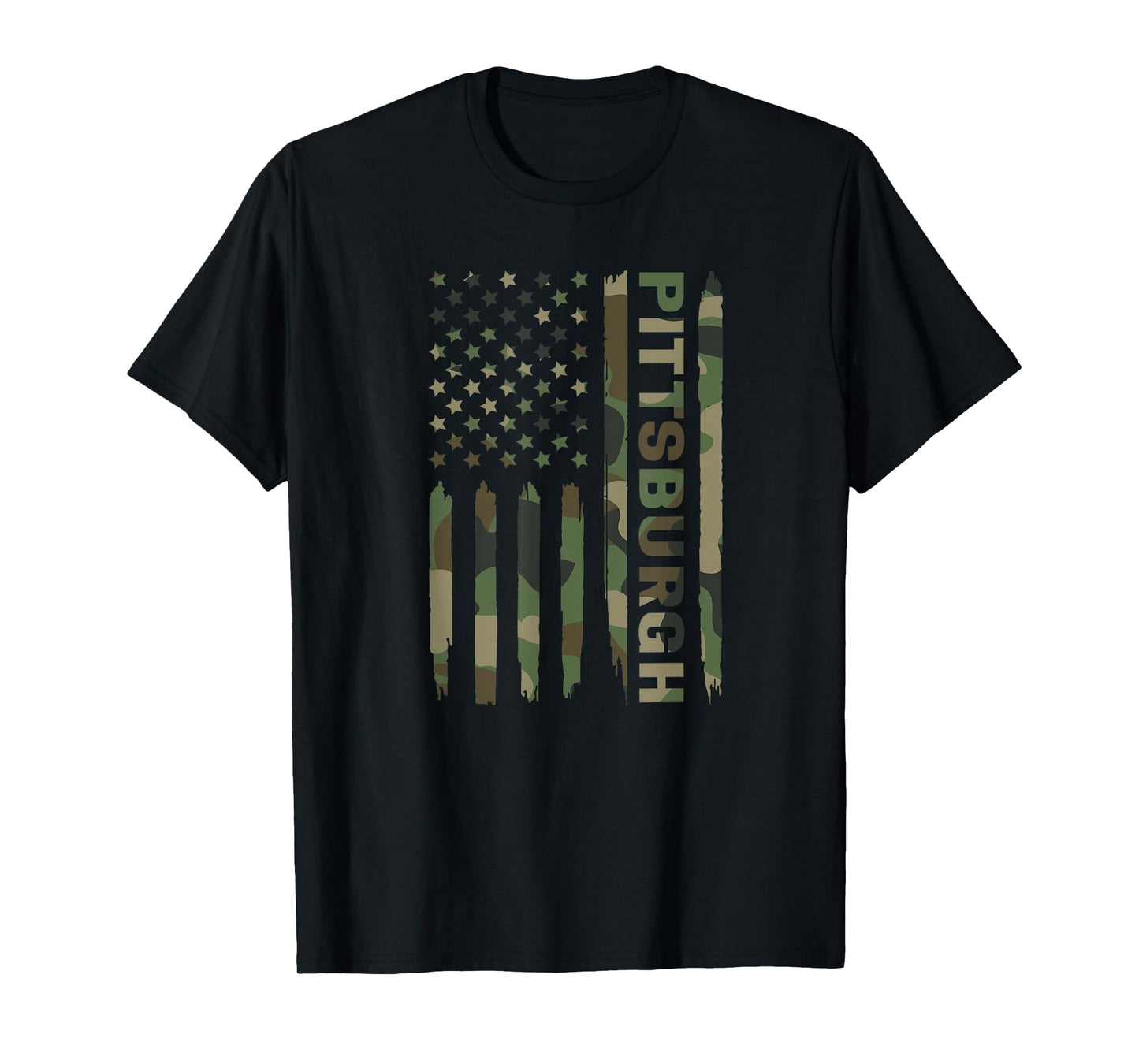 Pittsburgh Camo Military Flag Graphic T-Shirt