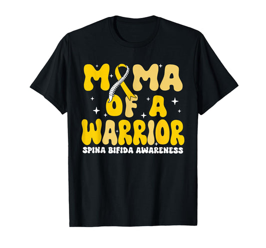Mama of A Warrior Spina Bifida Awareness Yellow Ribbon T-Shirt
