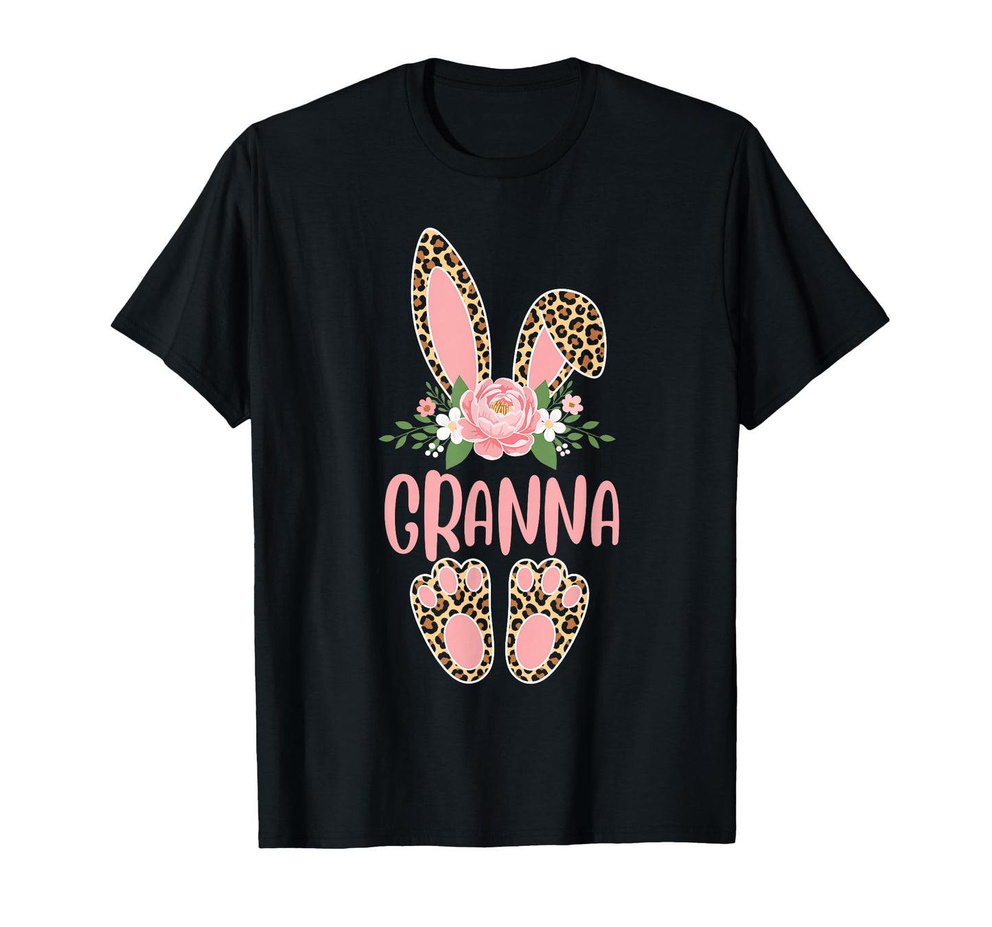 Floral Leopard Granna Bunny Happy Easter Spring T-Shirt
