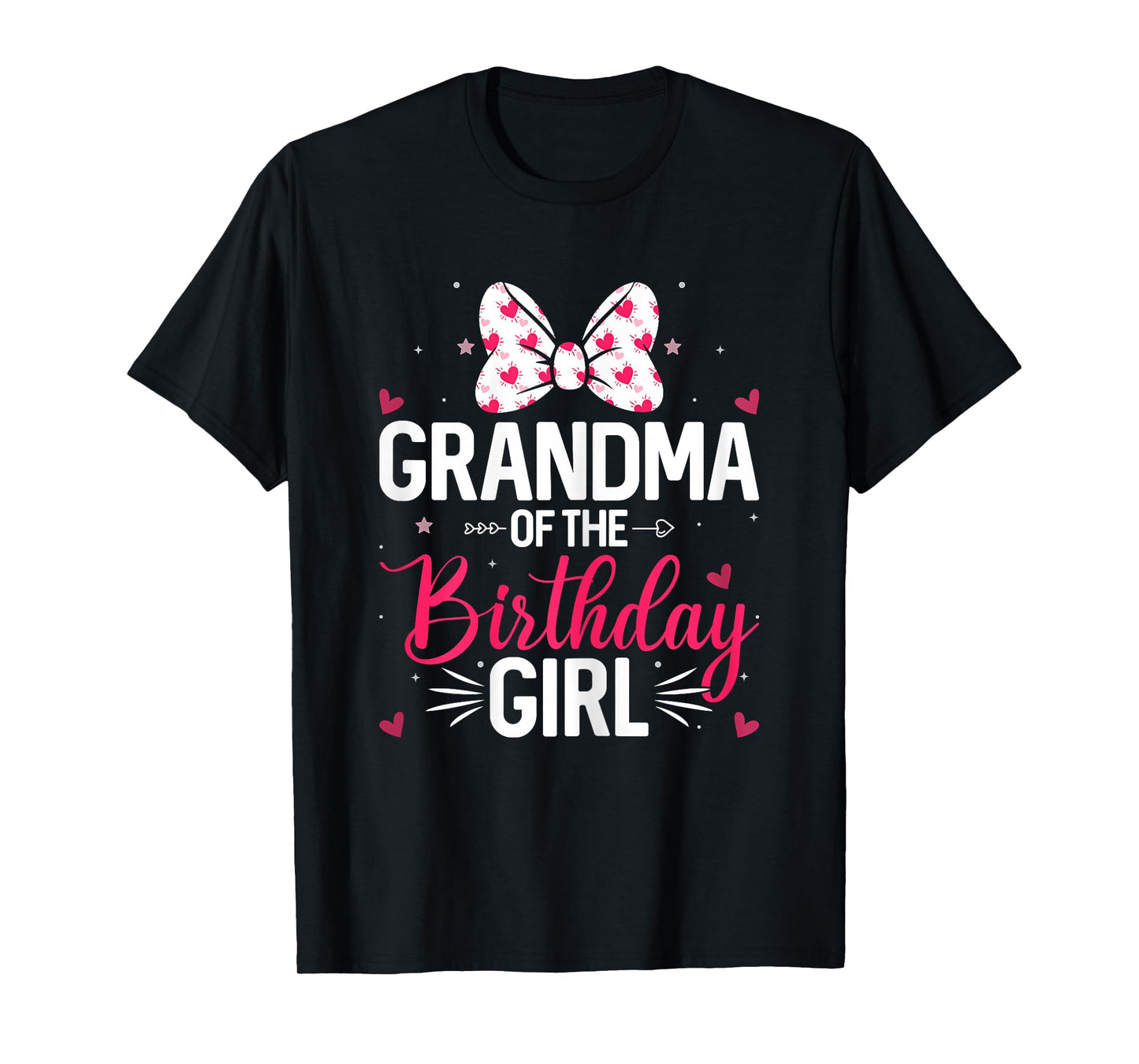 Cute Pink Bow Grandma of The Birthday Girl T-Shirt
