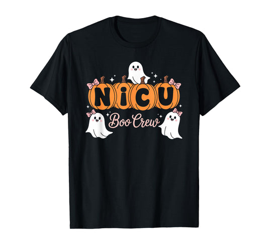 Funny NICU Boo Crew Nurse Ghost Halloween Spooky Season T-Shirt
