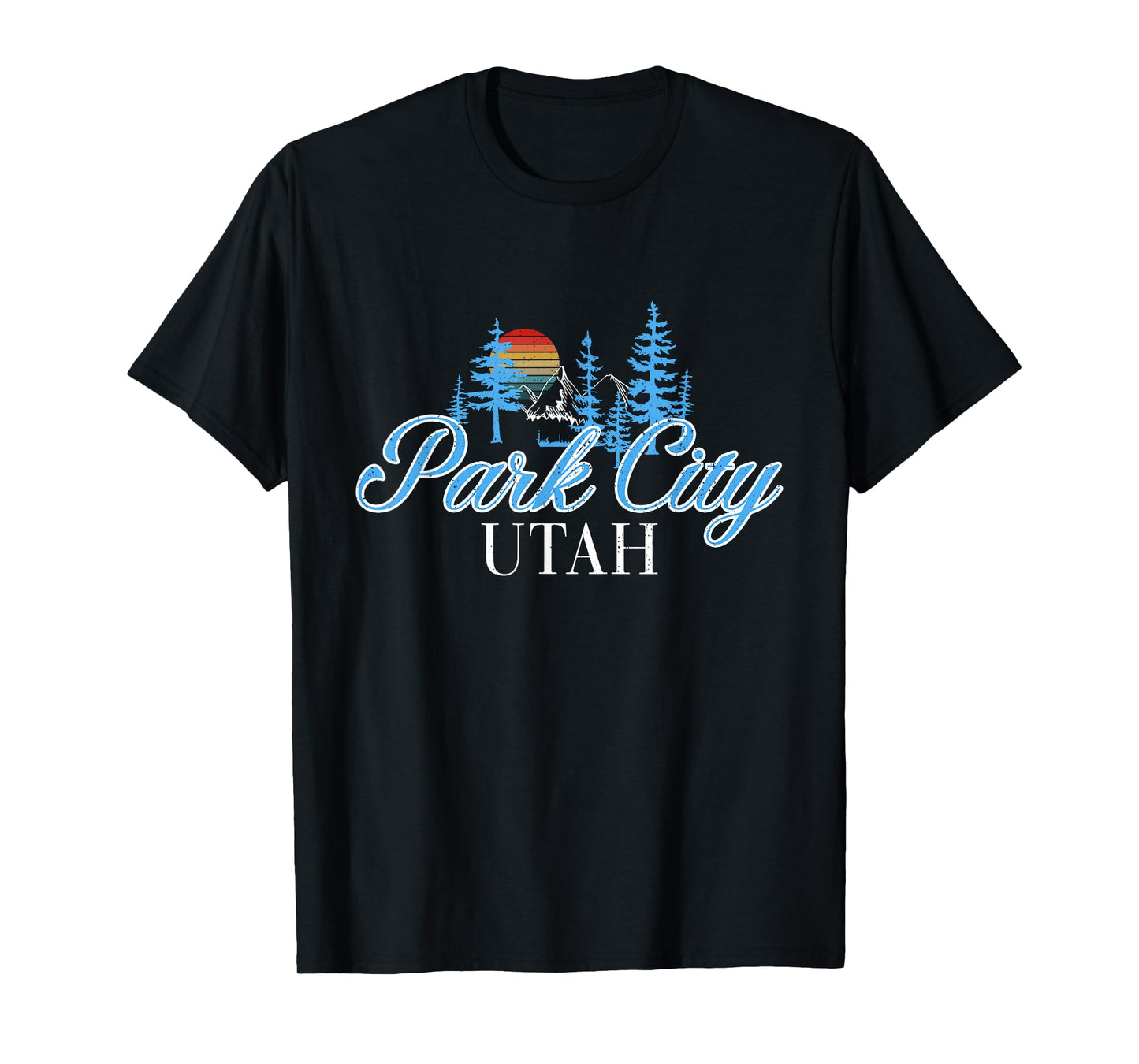 Utah Park City Winter Alpine Ski Retro Sunset Mountain T-Shirt