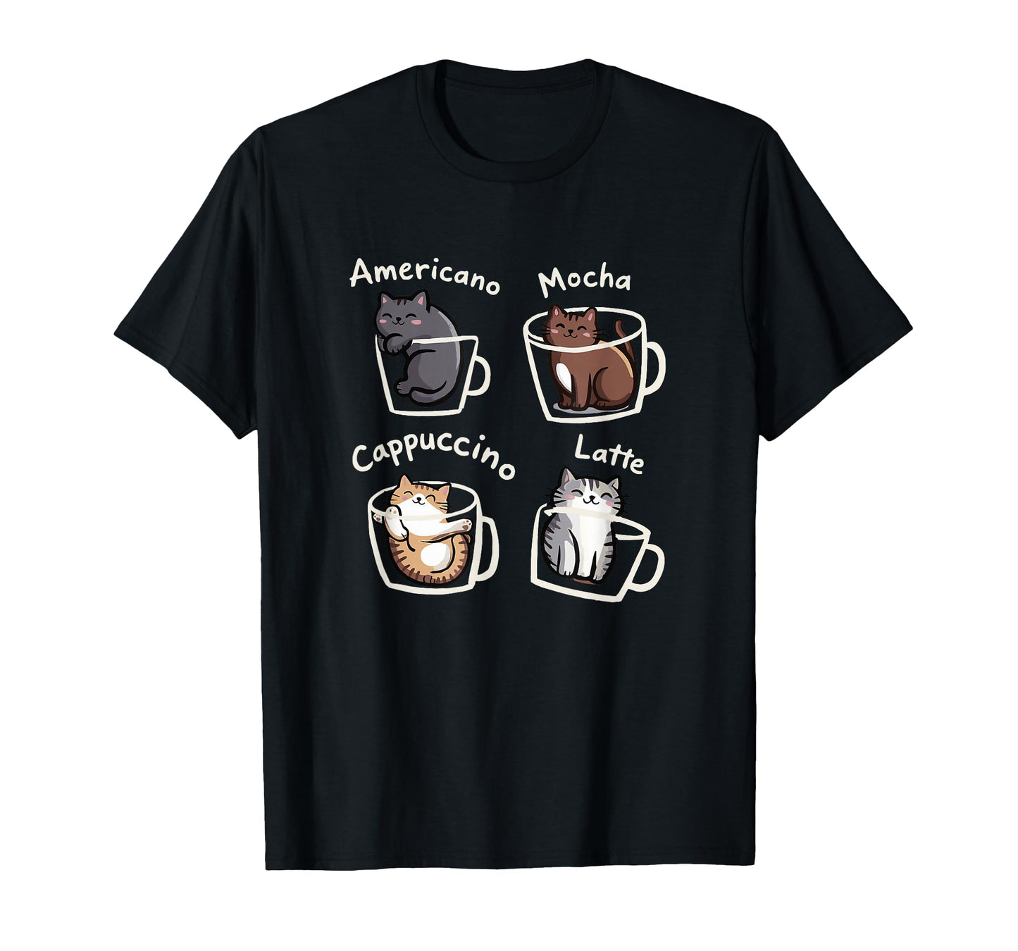 Cute Cats in Coffee Cups Espresso Mocha Latte Cappuccino T-Shirt