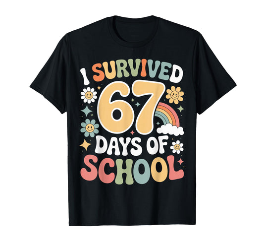 I Survived 67 Days of School Funny 100th Day Design Kids T-Shirt