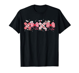Valentine Nurse XOXO Pink Bow Stethoscope RN PCT CNA Women T-Shirt