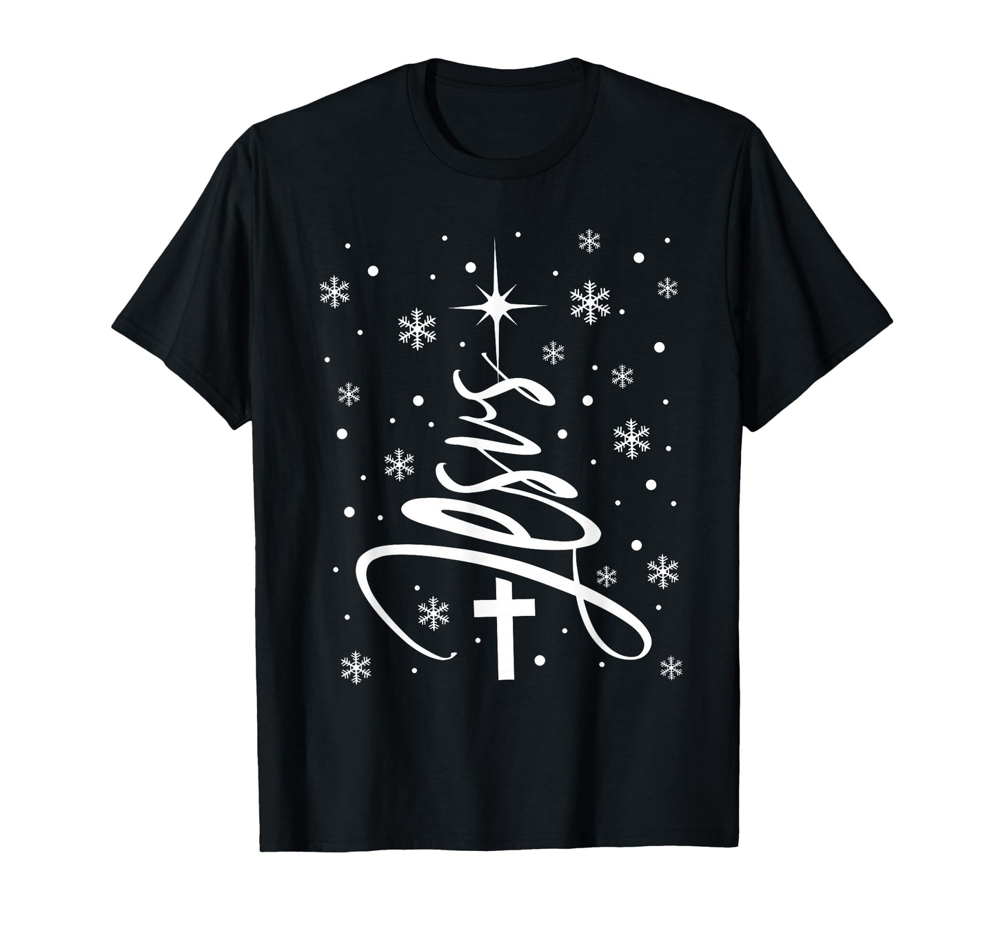 Jesus Christian Xmas Tree Snowflake Holiday Merry Christmas T-Shirt