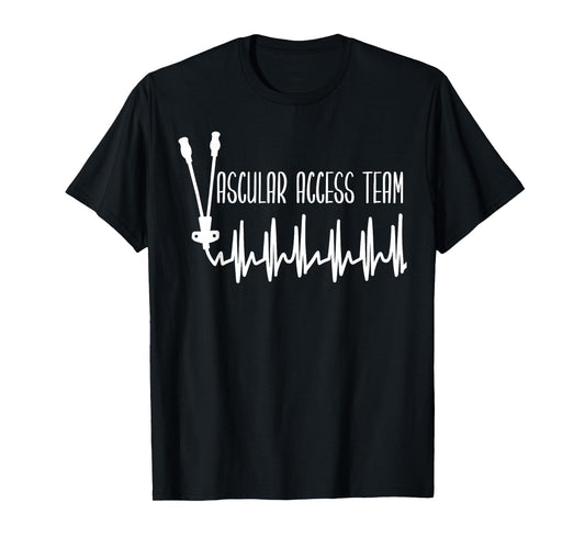 Retro Heartbeat Vascular Access Team PICC Nurse IV Therapy T-Shirt
