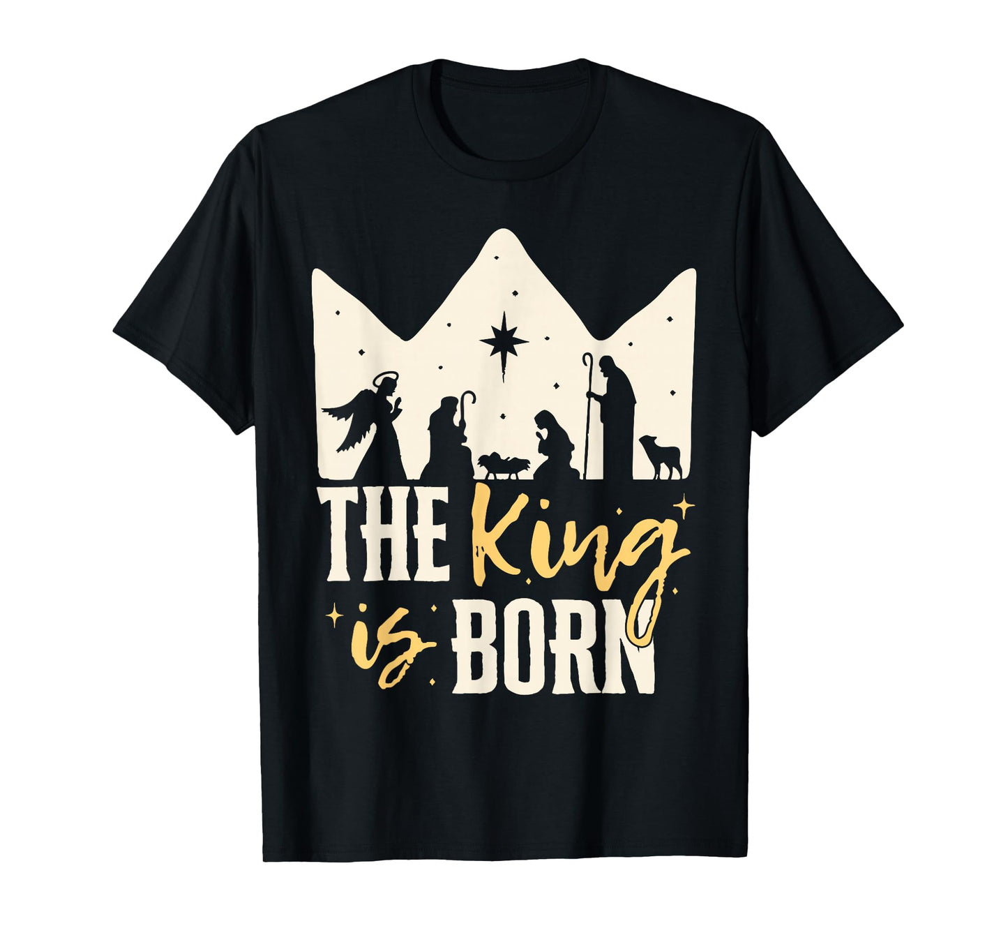 Retro The King is Born Jesus Christ Nativity Scene Christian T-Shirt