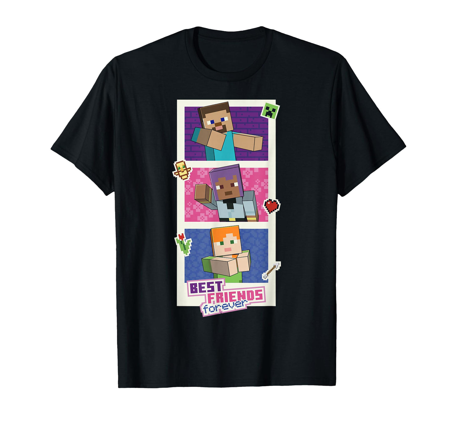 Minecraft Best Friends Forever Pixel Characters T-Shirt