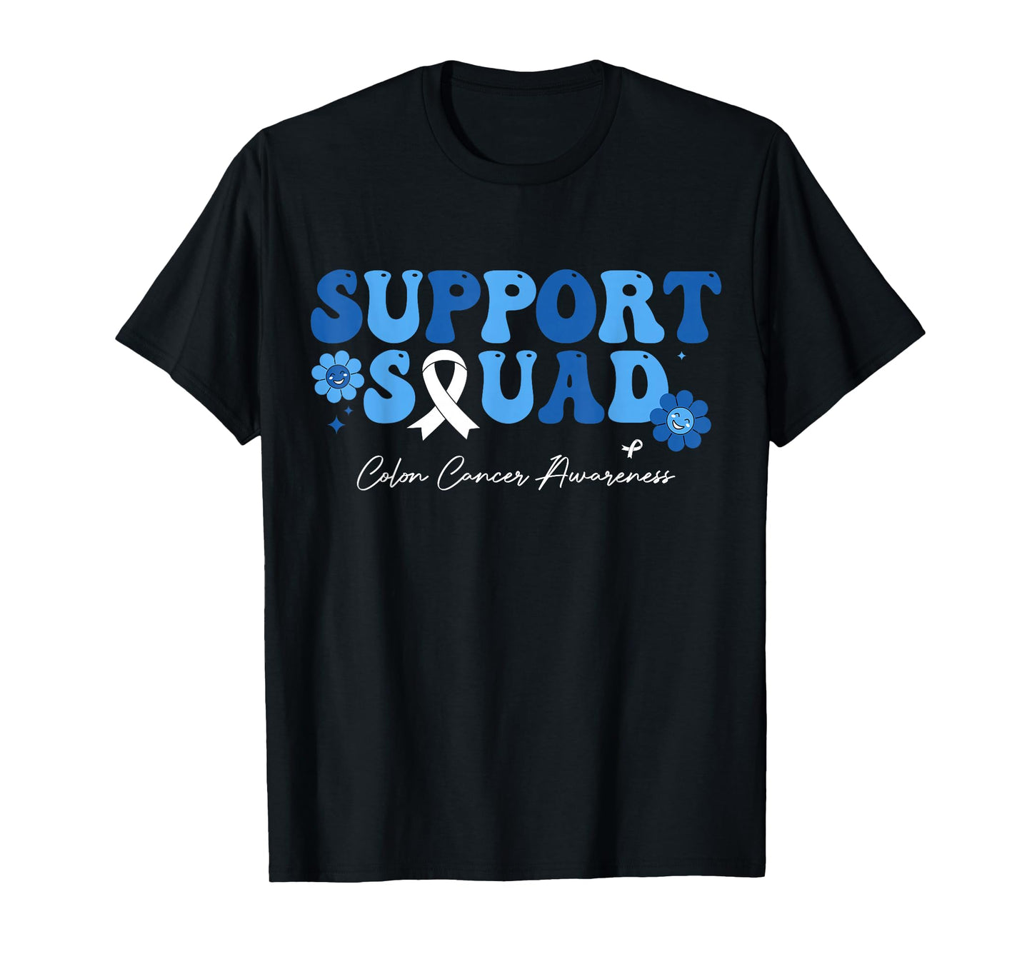 Groovy Support Squad Colon Cancer Awareness White Ribbon T-Shirt