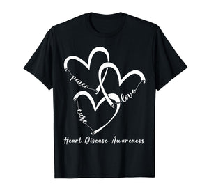Peace Love Heart Disease Awareness Month We Go Red Men Women T-Shirt