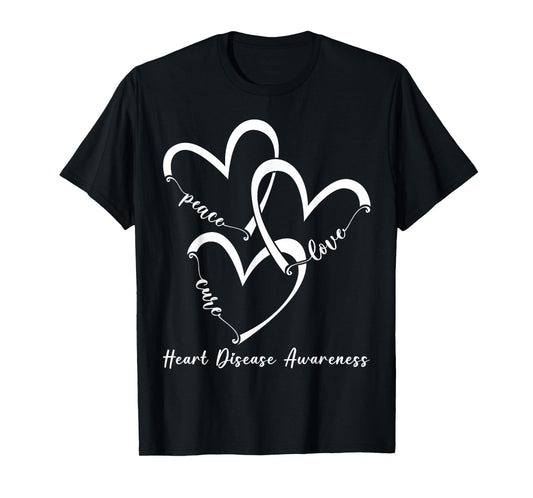 Peace Love Heart Disease Awareness Month We Go Red Men Women T-Shirt
