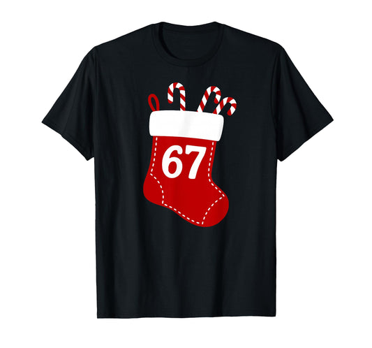 Six Seven Kids 67 Boys Girls 6 7 Christmas Stocking Xmas Tee T-Shirt