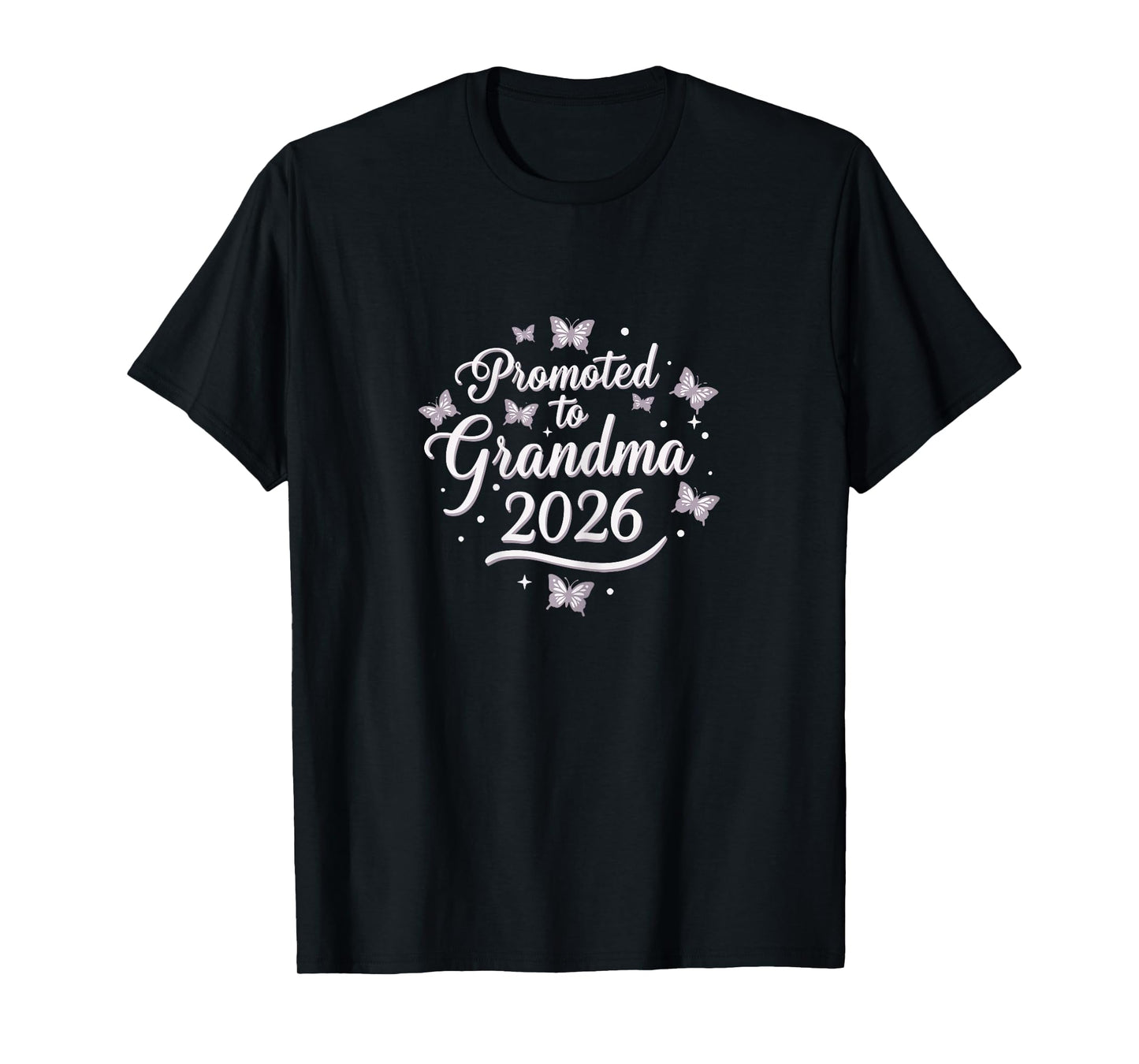Promoted to Grandma 2026 Purple Butterfly Baby Announcement T-Shirt