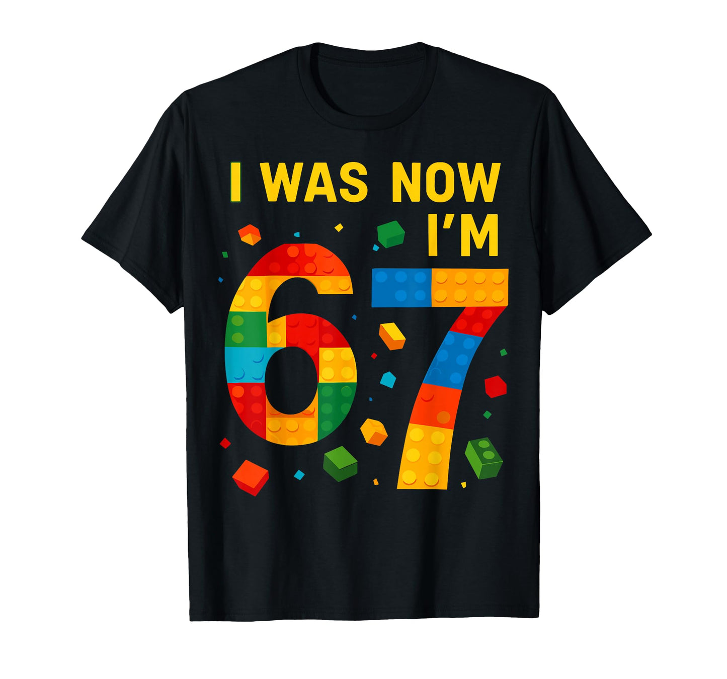 I was 6 Now I'm 7 Building Blocks 7th Birthday Kids T-Shirt
