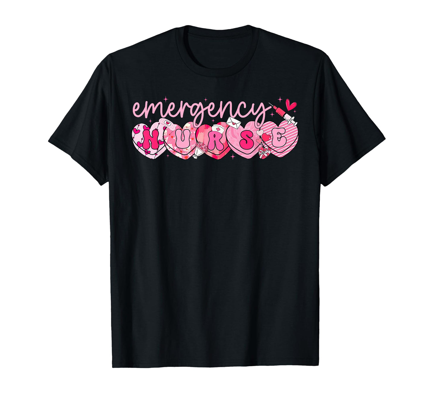 Valentine Emergency Department Nurse Hearts ER RN ED T-Shirt