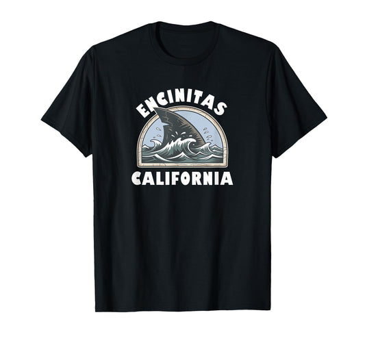 Encinitas California Swimming Shark Fin Vacation Souvenir T-Shirt