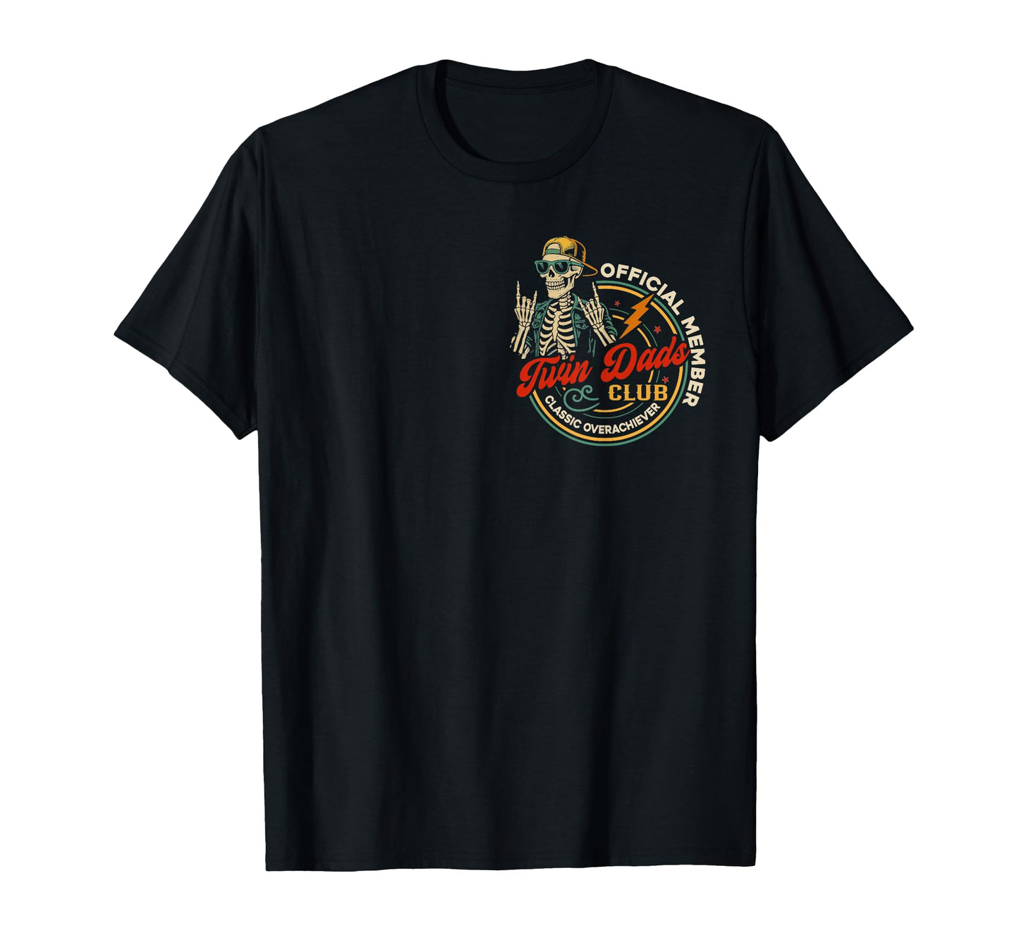 Twin Dad Club Dad of Twins Funny Skeleton Father's Day T-Shirt