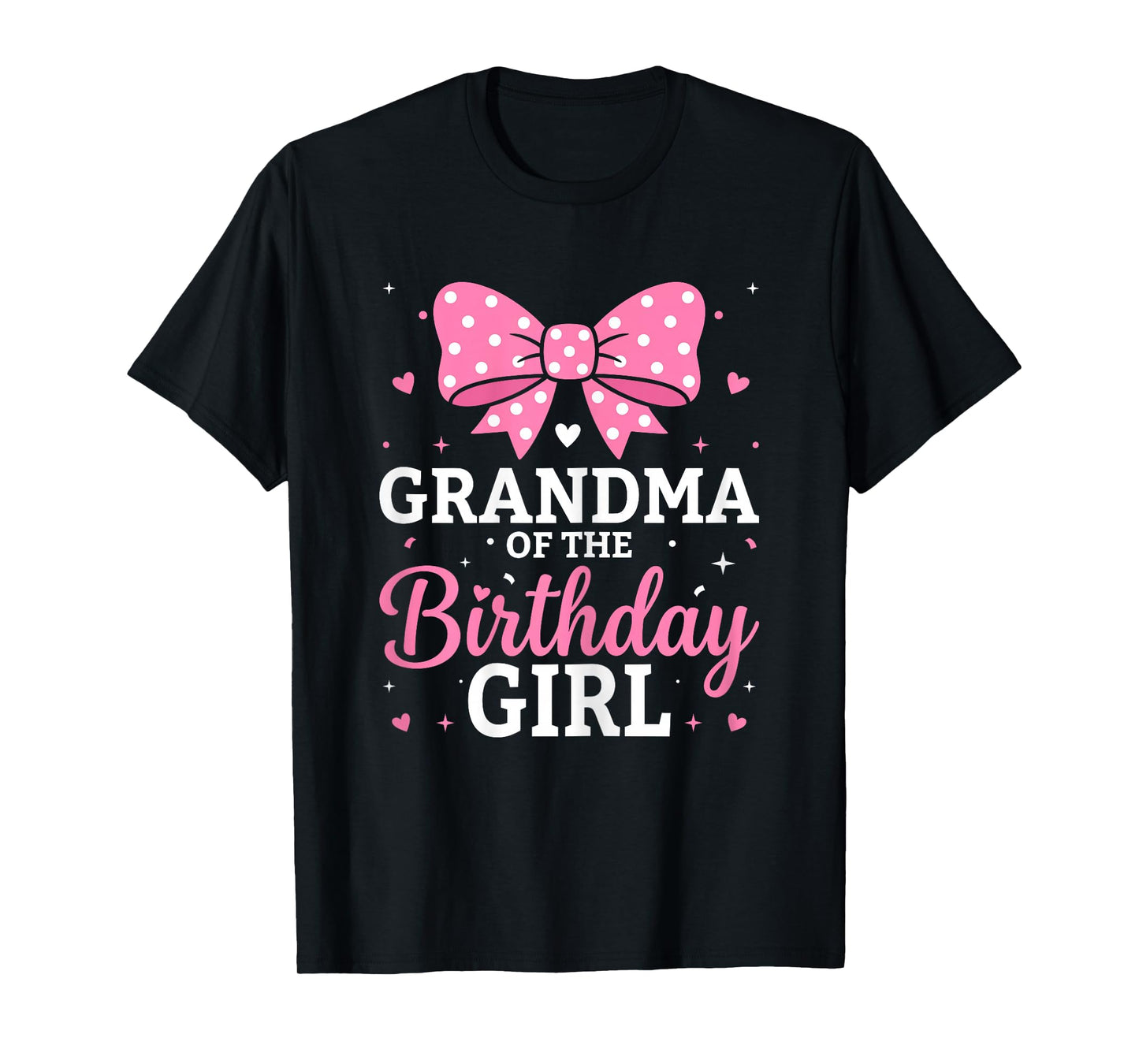 Cute Pink Bow Grandma of The Birthday Girl Grandmother T-Shirt