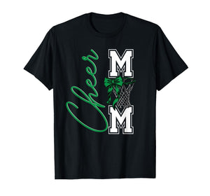 Basketball Game Cheerleading Sport Cheer Mom Mama Bow Green T-Shirt