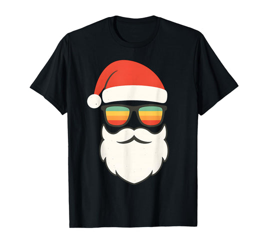 Fun Santa Face with Sunglasses Funny Christmas for Men Boys T-Shirt