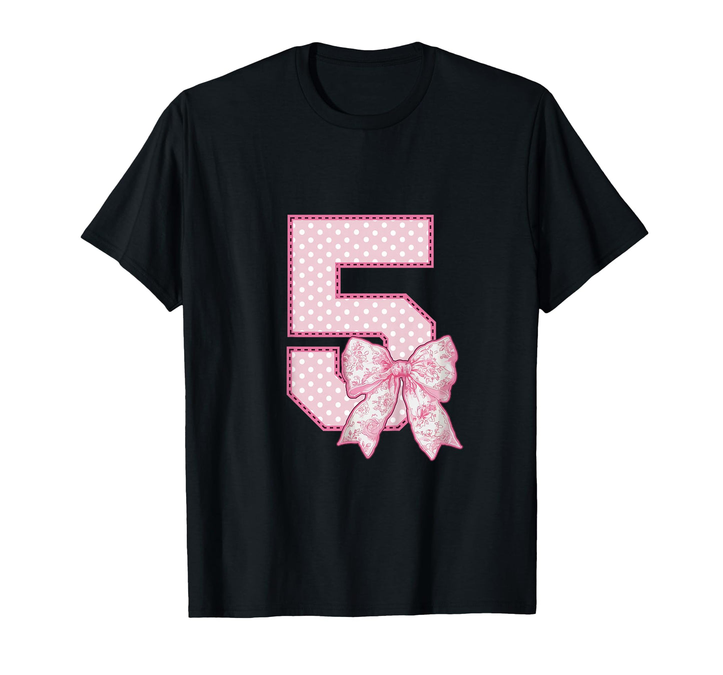 Kids 5th Birthday Shirt Girl Coquette Bow Kids Five 5 Year Old T-Shirt