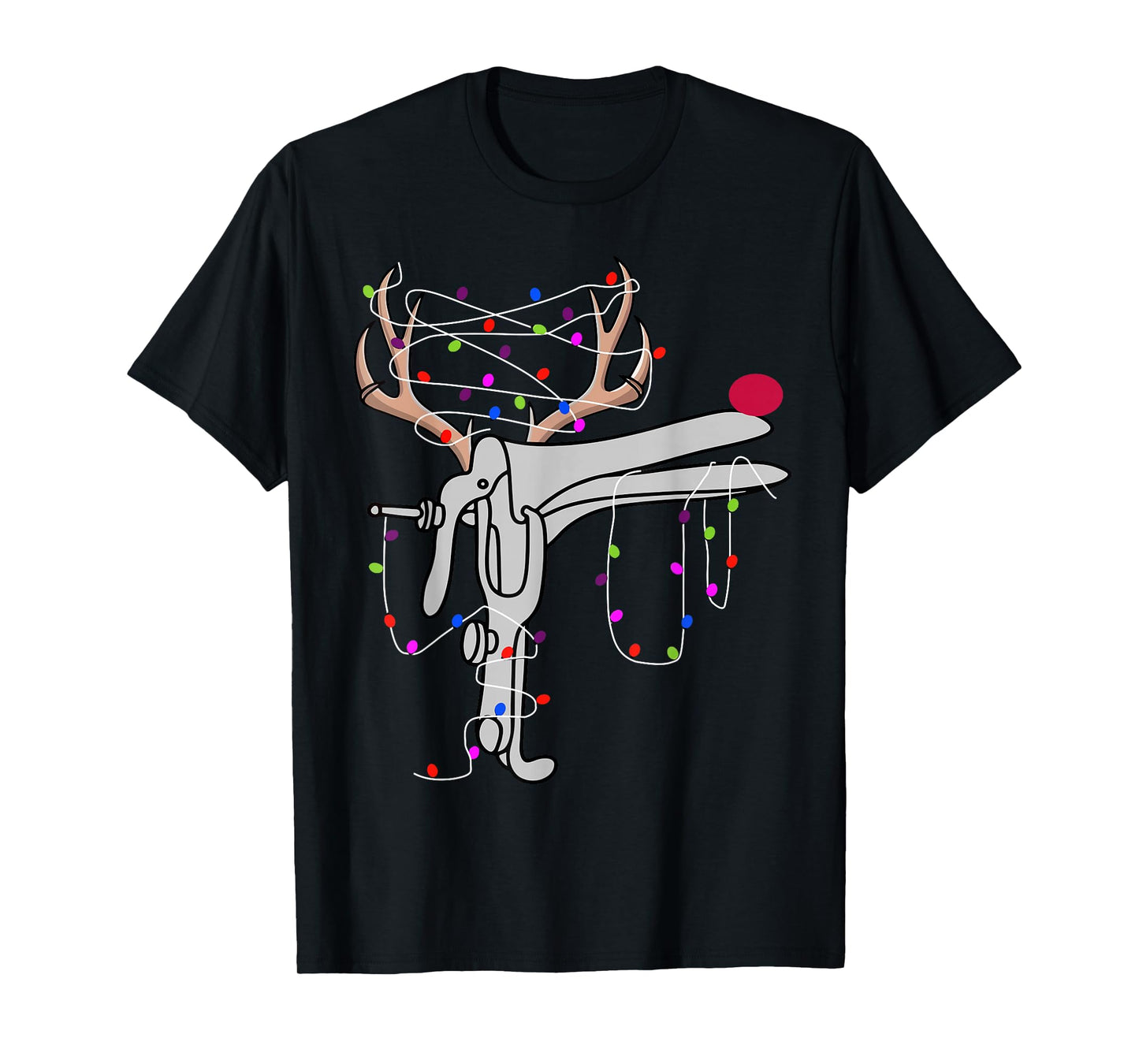 Reindeer Speculum Nurse Funny Christmas Xmas Lights Holiday T-Shirt