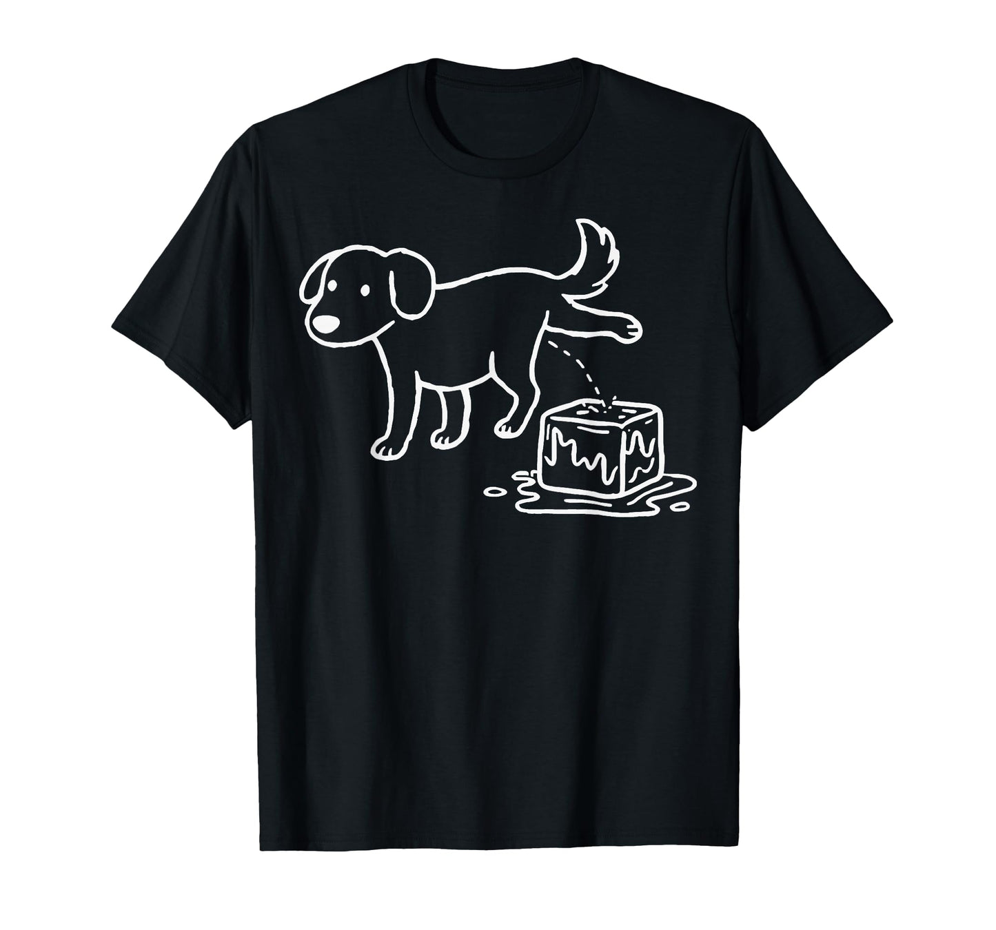 Funny Peeing Dog on Ice Cubes T-Shirt