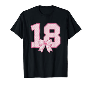 18th Birthday Shirt Girls Coquette Bow 18 Year Old Birthday T-Shirt