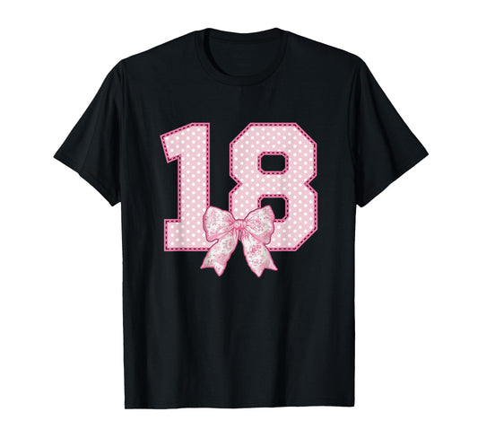 18th Birthday Shirt Girls Coquette Bow 18 Year Old Birthday T-Shirt