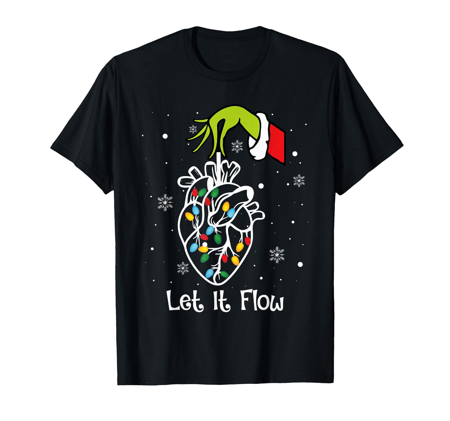 Funny Let It Flow Anatomy Heart Cardiac Nurse Santa Hat Xmas T-Shirt