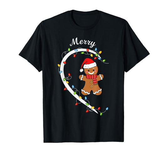 Merry Christmas Gingerbread Couple Christmas Pajama Matching T-Shirt