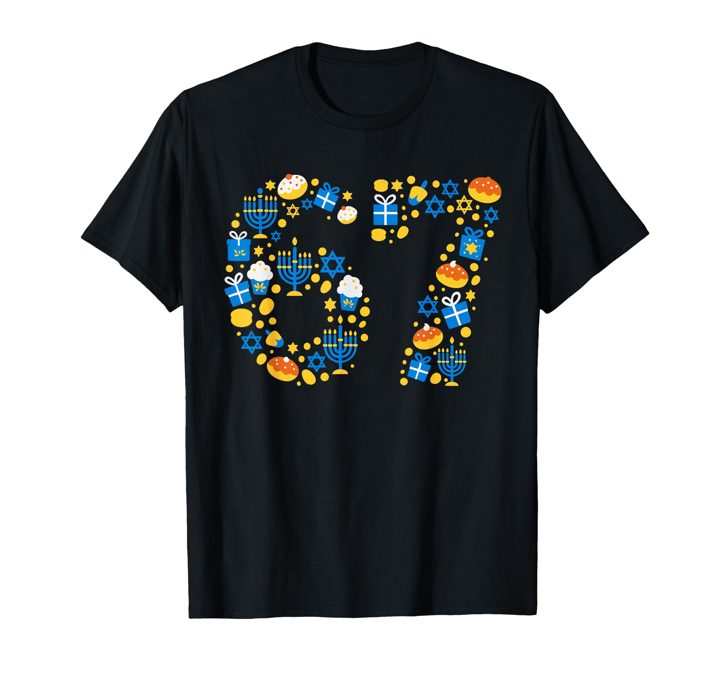 Hanukkah 67 Six Seven Meme Jewish Menorah Chanukah Pajama T-Shirt