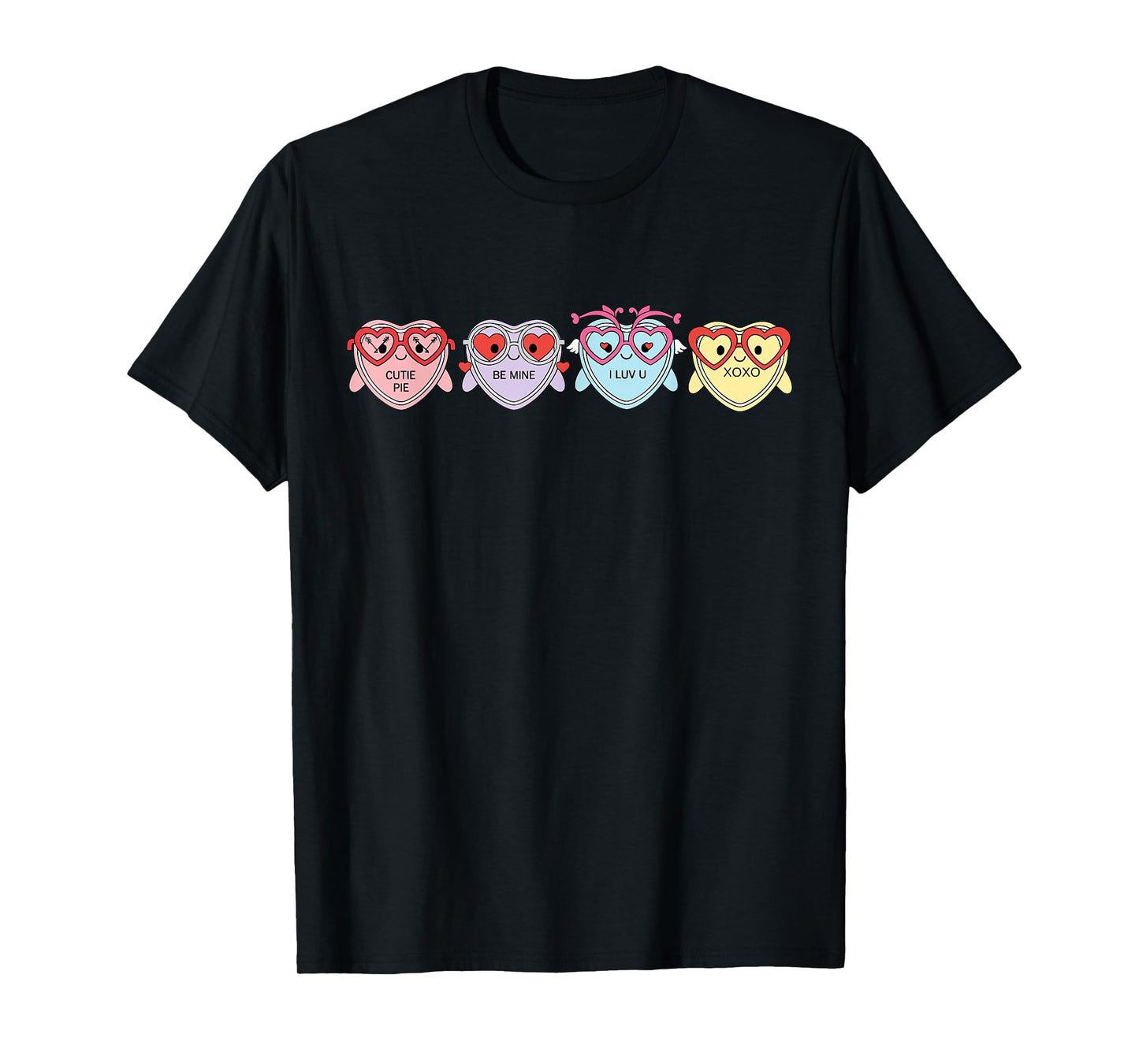 Hearts Candy Wearing Glasses Optometry Optician Valentines T-Shirt